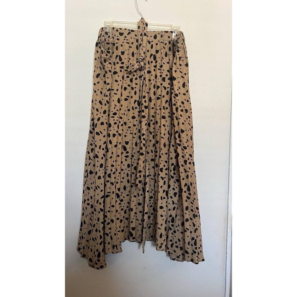 SHEIN Beige High-Low Polka Dot Maxi Skirt with Tie Waist